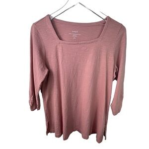 J. JILL Pure Jill Square-Neck Tunic 3/4 Sleeve Dusty Rose Women's Medium Petite